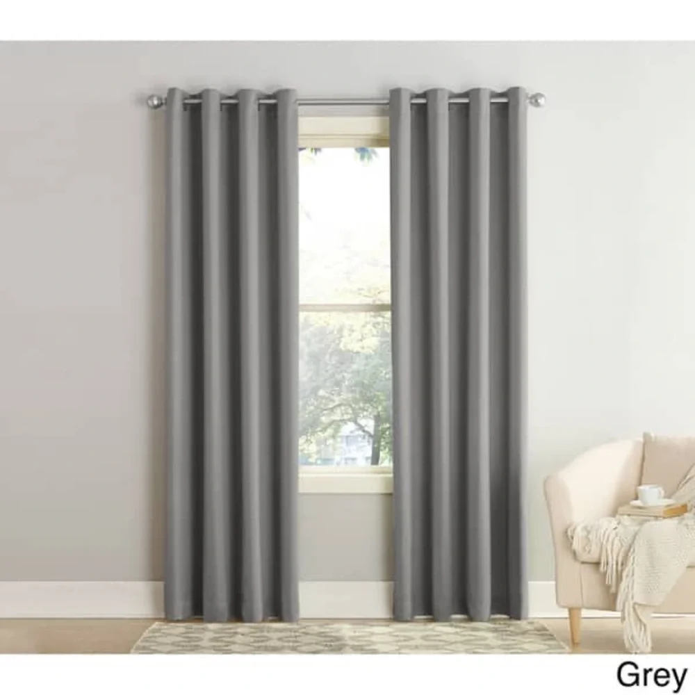 Porch & Den Nantahala Grommet Top Curtain Panel, PAIR Panel - Grey 50x84
